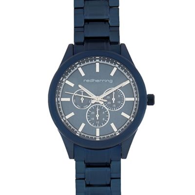 Men's dark blue mock multi-dial watch